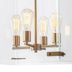 (OpenBox) Contemporary Glass Wide Square Lantern Pendant Chandelier