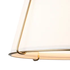 (OpenBox) Contemporary Wide Linen Drum Brass Semi Flush Mount