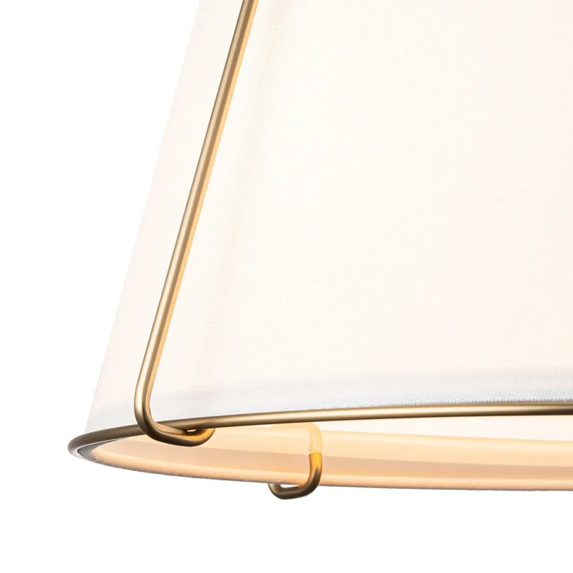 (OpenBox) Contemporary Wide Linen Drum Brass Semi Flush Mount
