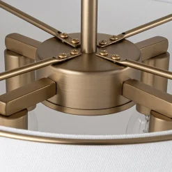 (OpenBox) Contemporary Wide Linen Drum Brass Semi Flush Mount