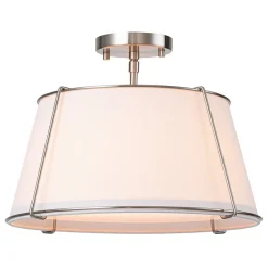 (OpenBox) Contemporary Wide Linen Drum Brass Semi Flush Mount
