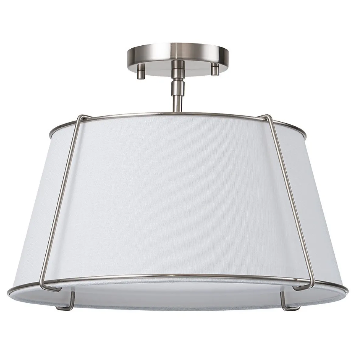 (OpenBox) Contemporary Wide Linen Drum Brass Semi Flush Mount