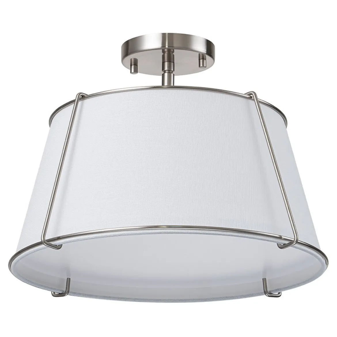 (OpenBox) Contemporary Wide Linen Drum Brass Semi Flush Mount