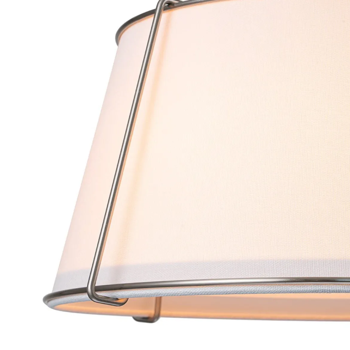 (OpenBox) Contemporary Wide Linen Drum Brass Semi Flush Mount