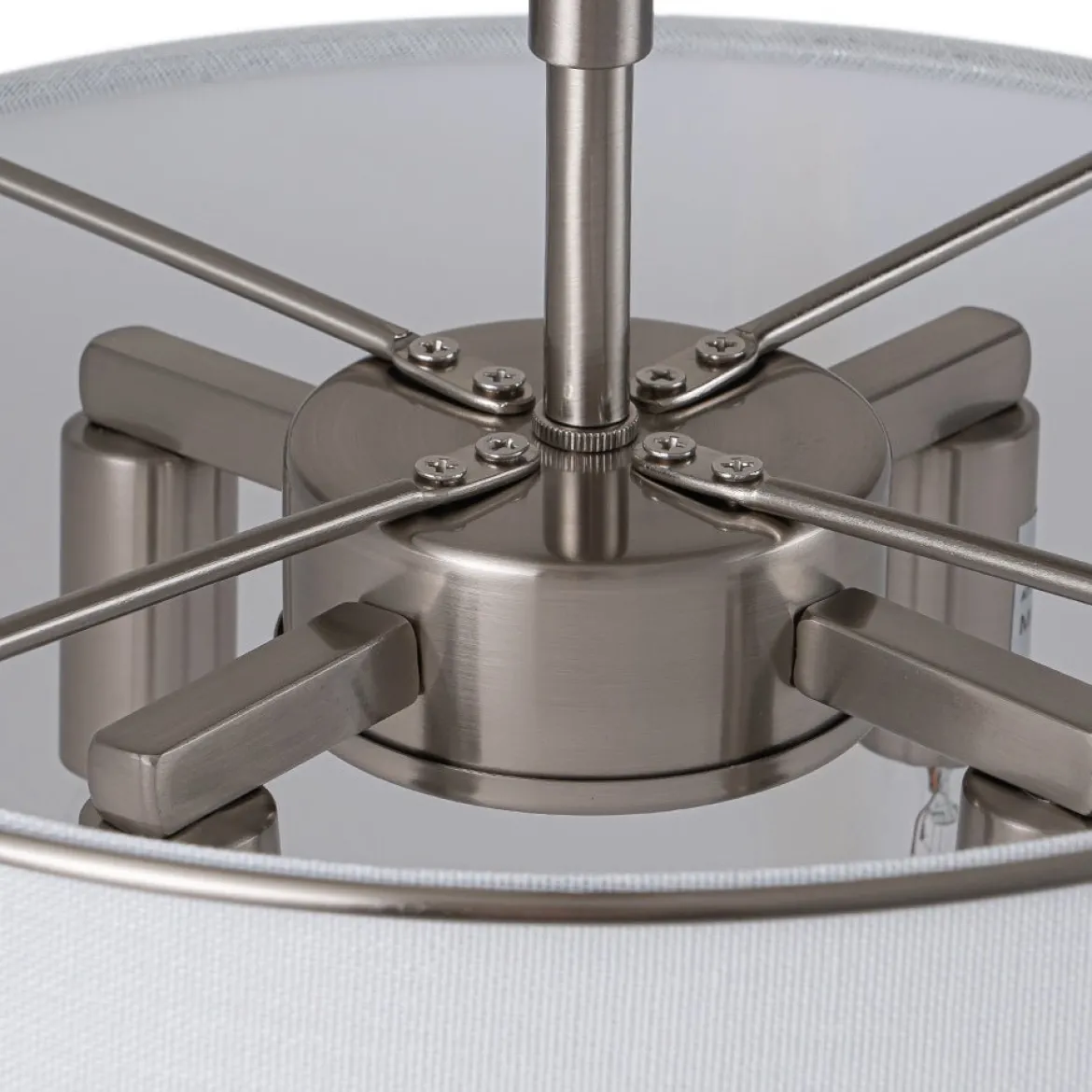 (OpenBox) Contemporary Wide Linen Drum Brass Semi Flush Mount