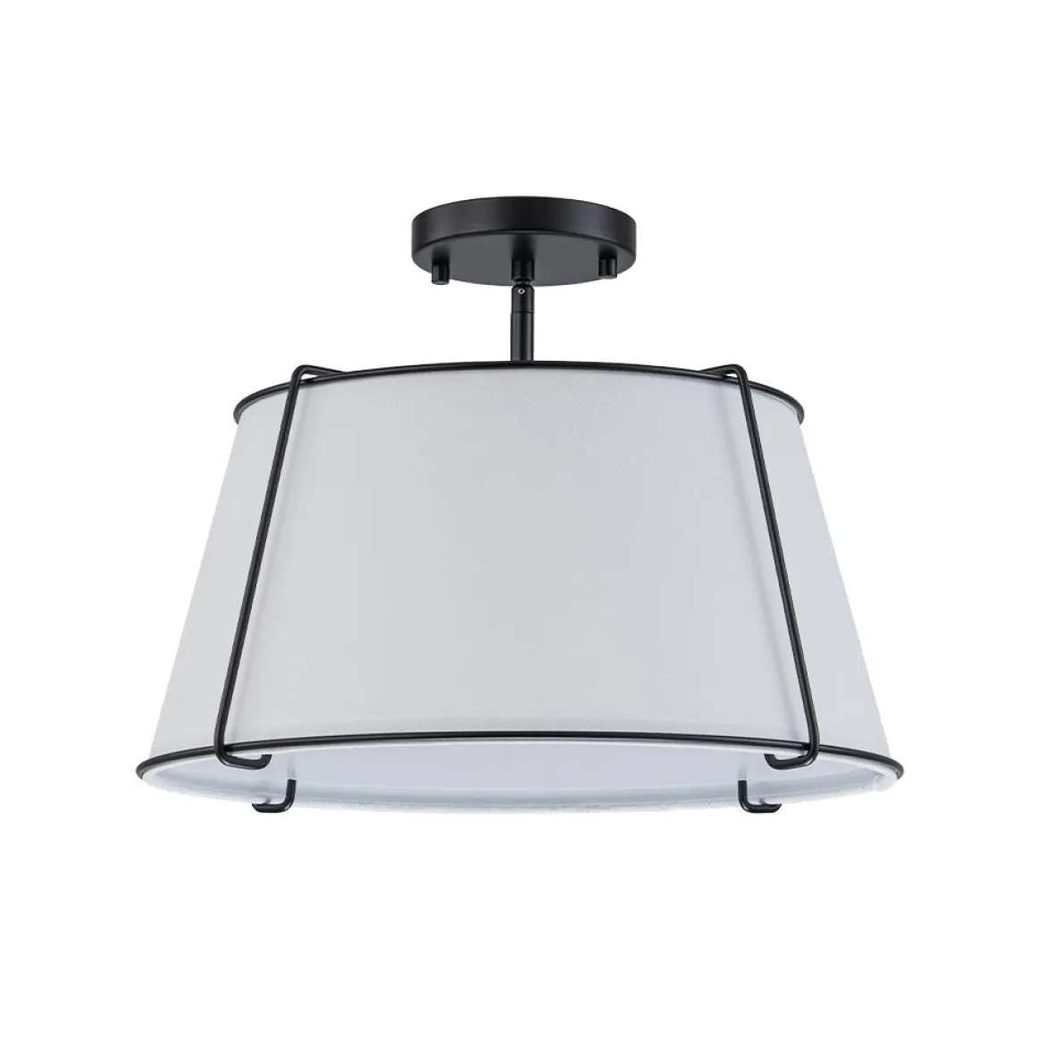 (OpenBox) Contemporary Wide Linen Drum Brass Semi Flush Mount