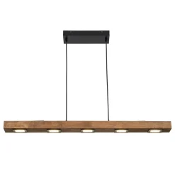 (OpenBox) Dimmable LED Linear Oak Wood Kitchen Island Pendant