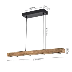 (OpenBox) Dimmable LED Linear Oak Wood Kitchen Island Pendant