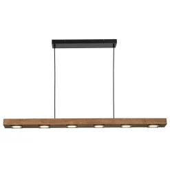 (OpenBox) Dimmable LED Linear Oak Wood Kitchen Island Pendant