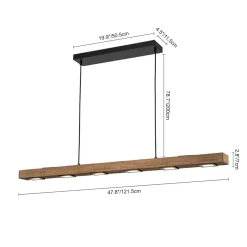 (OpenBox) Dimmable LED Linear Oak Wood Kitchen Island Pendant
