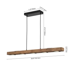 (OpenBox) Dimmable LED Linear Oak Wood Kitchen Island Pendant