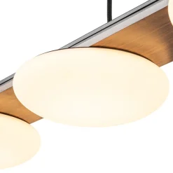 (OpenBox) Dimmable LED Walnut Wood Grain Linear Island Chandelier