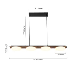 (OpenBox) Dimmable LED Walnut Wood Grain Linear Island Chandelier