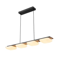 (OpenBox) Dimmable LED Walnut Wood Grain Linear Island Chandelier