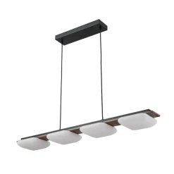 (OpenBox) Dimmable LED Walnut Wood Grain Linear Island Chandelier