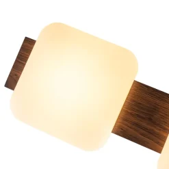 (OpenBox) Dimmable LED Walnut Wood Grain Linear Island Chandelier