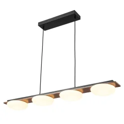 (OpenBox) Dimmable LED Walnut Wood Grain Linear Island Chandelier