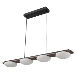 (OpenBox) Dimmable LED Walnut Wood Grain Linear Island Chandelier