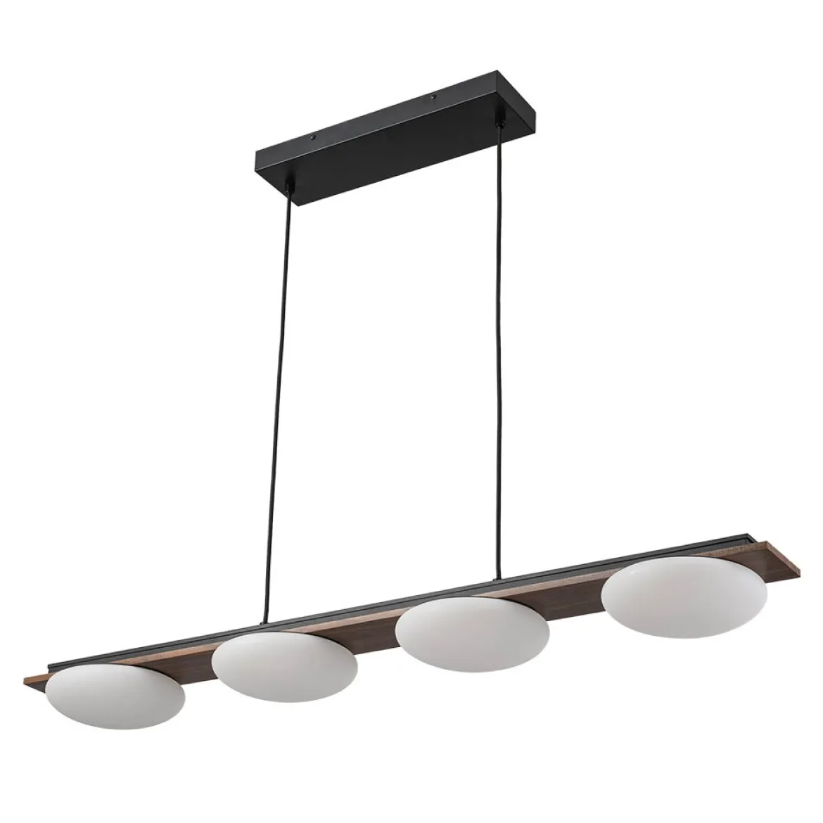 (OpenBox) Dimmable LED Walnut Wood Grain Linear Island Chandelier