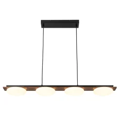 (OpenBox) Dimmable LED Walnut Wood Grain Linear Island Chandelier