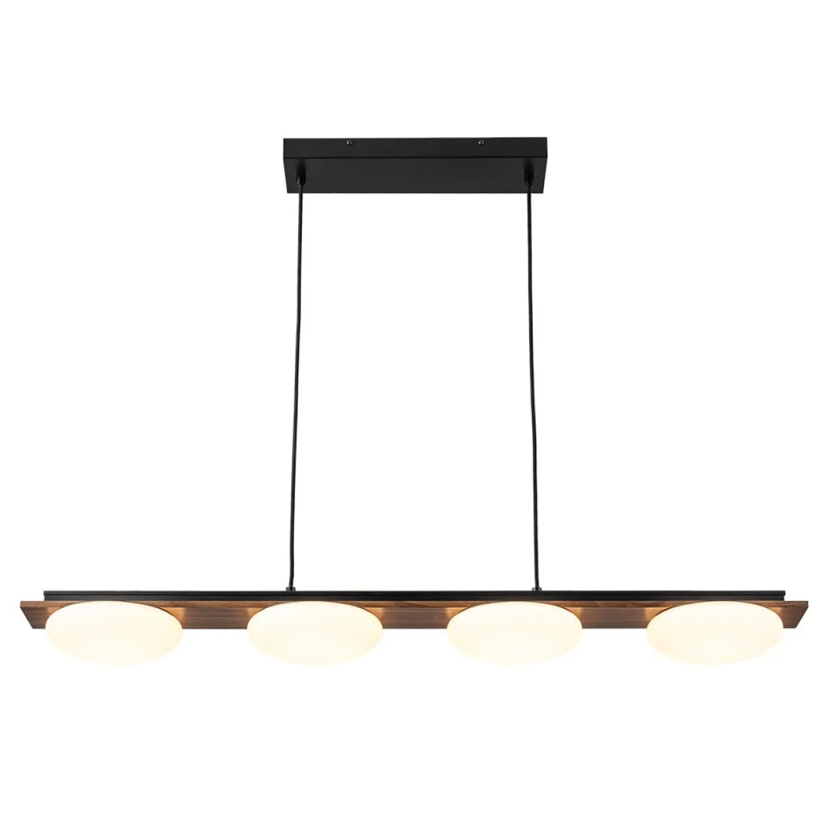 (OpenBox) Dimmable LED Walnut Wood Grain Linear Island Chandelier