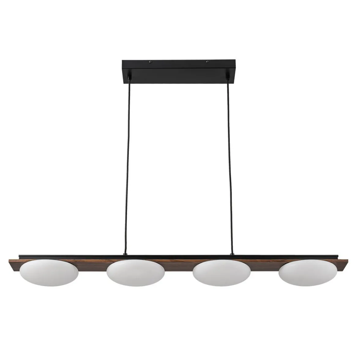 (OpenBox) Dimmable LED Walnut Wood Grain Linear Island Chandelier