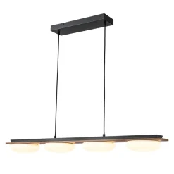 (OpenBox) Dimmable LED Walnut Wood Grain Linear Island Chandelier