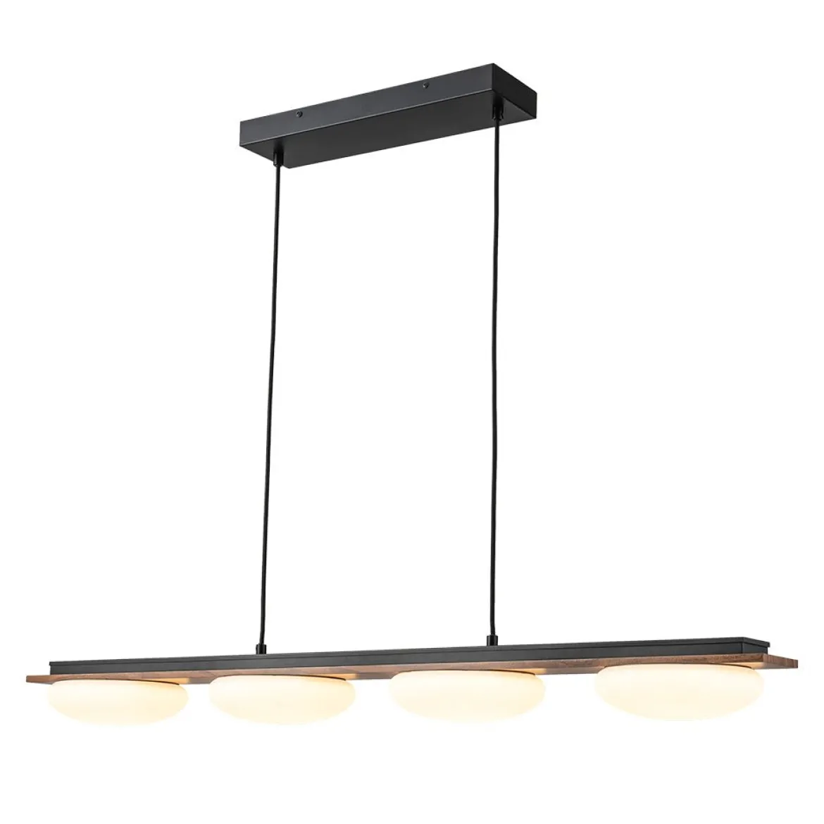 (OpenBox) Dimmable LED Walnut Wood Grain Linear Island Chandelier
