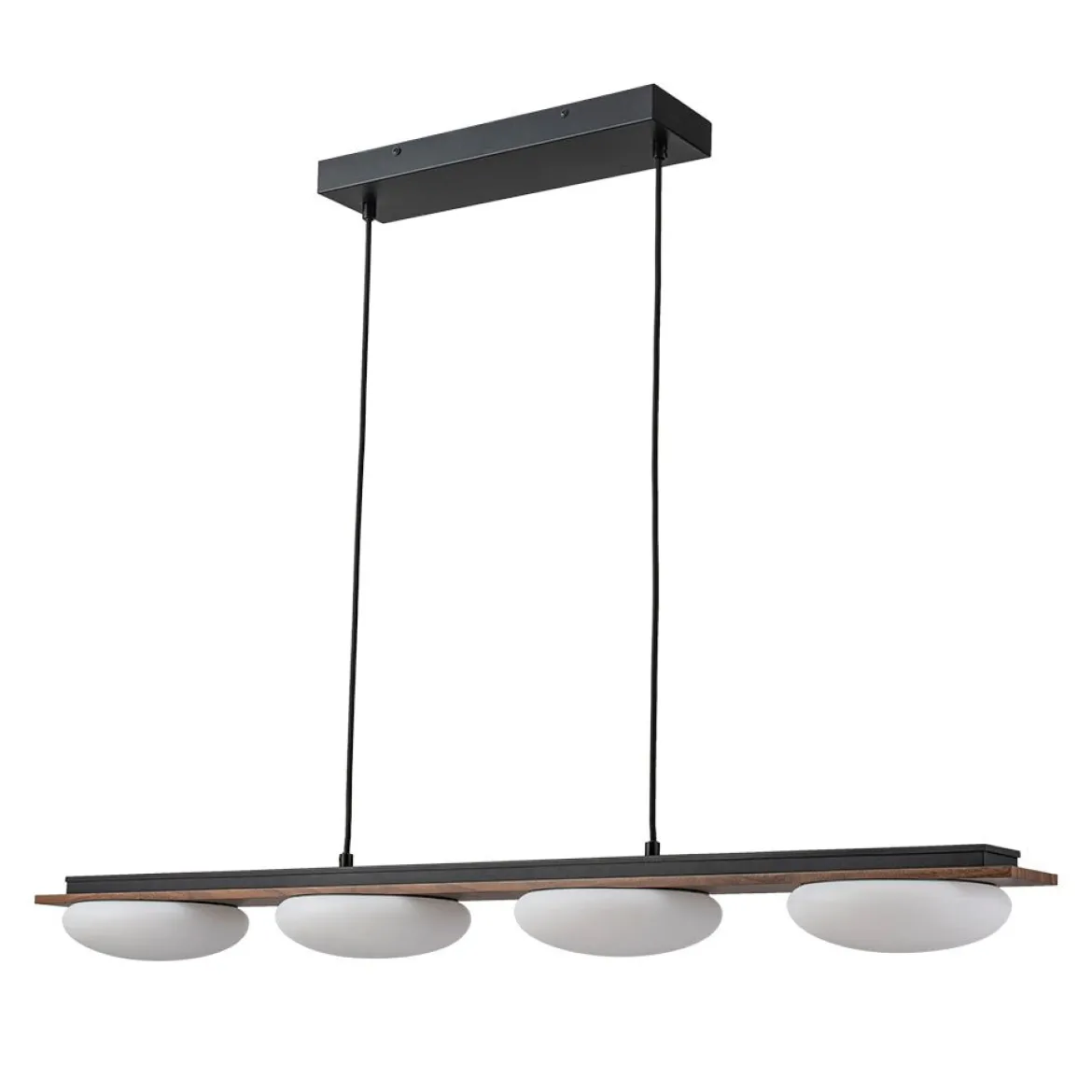 (OpenBox) Dimmable LED Walnut Wood Grain Linear Island Chandelier