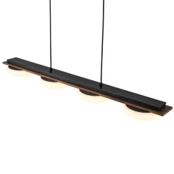 (OpenBox) Dimmable LED Walnut Wood Grain Linear Island Chandelier
