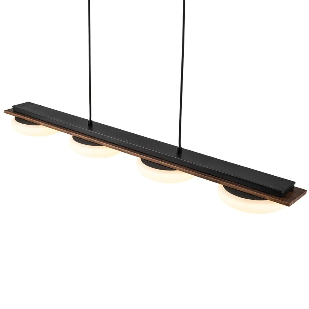 (OpenBox) Dimmable LED Walnut Wood Grain Linear Island Chandelier