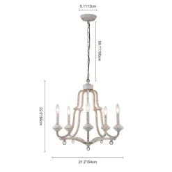 (OpenBox) Distressed White Shabby Chic Candle Style Chandelier