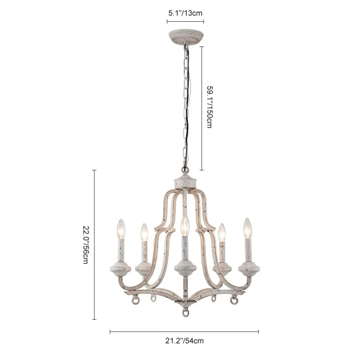 (OpenBox) Distressed White Shabby Chic Candle Style Chandelier