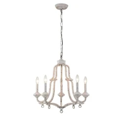 (OpenBox) Distressed White Shabby Chic Candle Style Chandelier