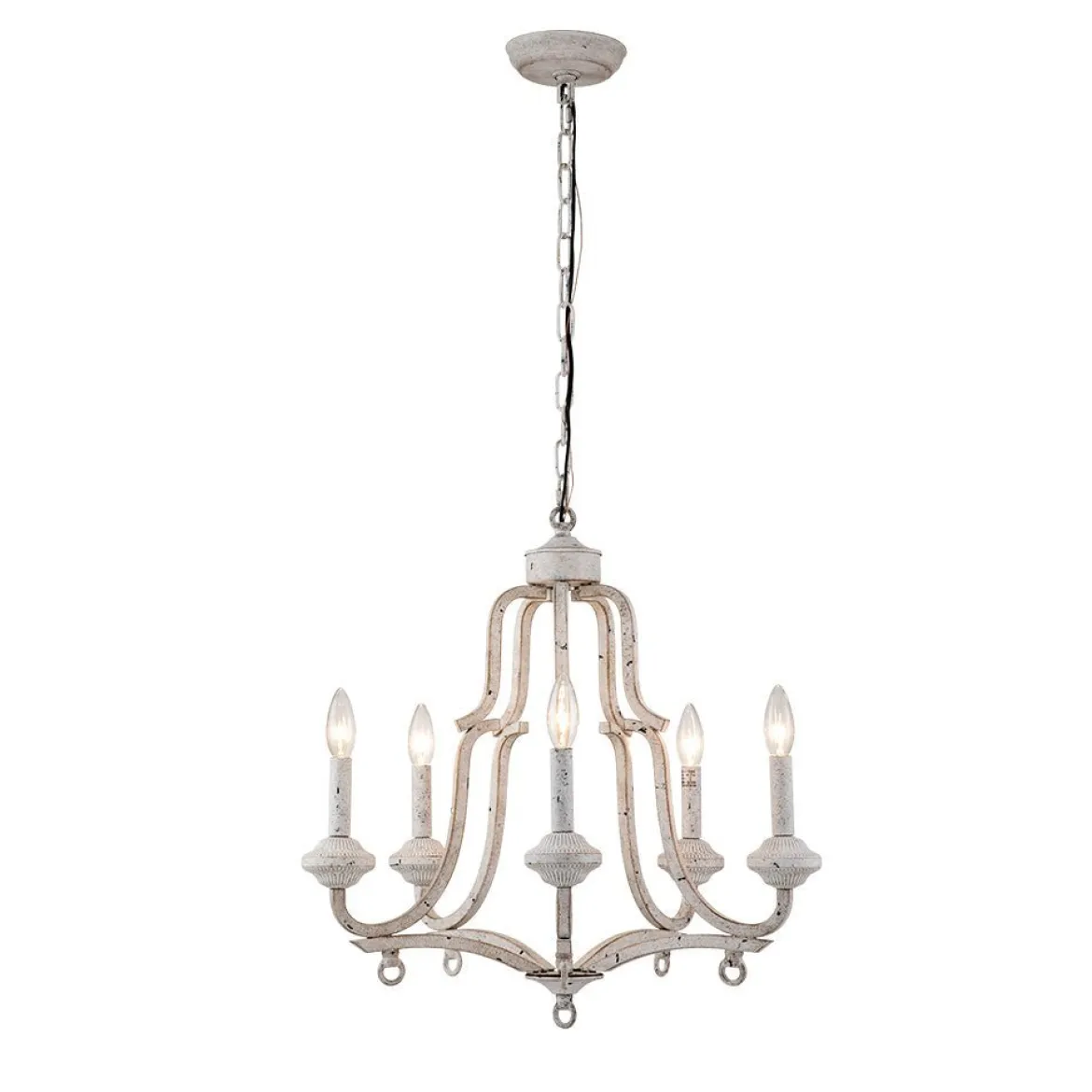 (OpenBox) Distressed White Shabby Chic Candle Style Chandelier