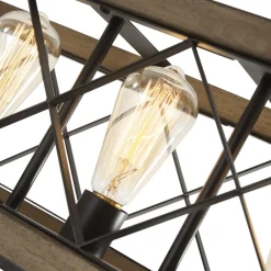 (OpenBox) Farmhouse 5-Light Rectangle Wood Chandelier