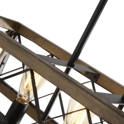 (OpenBox) Farmhouse 5-Light Rectangle Wood Chandelier