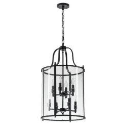 (OpenBox) Farmhouse Wide Clear Glass Cylinder Cage Pendant
