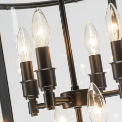 (OpenBox) Farmhouse Wide Clear Glass Cylinder Cage Pendant