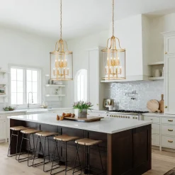 (OpenBox) Farmhouse Wide Clear Glass Cylinder Cage Pendant