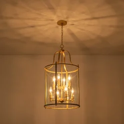 (OpenBox) Farmhouse Wide Clear Glass Cylinder Cage Pendant