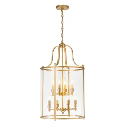 (OpenBox) Farmhouse Wide Clear Glass Cylinder Cage Pendant