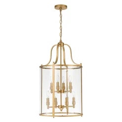 (OpenBox) Farmhouse Wide Clear Glass Cylinder Cage Pendant