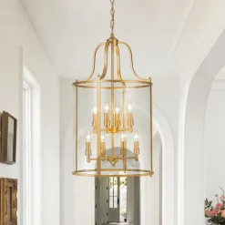 (OpenBox) Farmhouse Wide Clear Glass Cylinder Cage Pendant