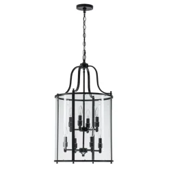 (OpenBox) Farmhouse Wide Clear Glass Cylinder Cage Pendant