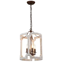(OpenBox) Farmhouse Wood Cylinder Pendant Light