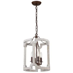 (OpenBox) Farmhouse Wood Cylinder Pendant Light