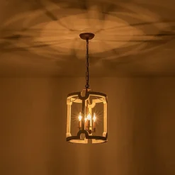 (OpenBox) Farmhouse Wood Cylinder Pendant Light