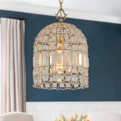 (OpenBox) French Antique Brass Crystal Cage Chandelier
