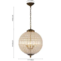 (OpenBox) French Antique Brass Crystal Globe Chandelier